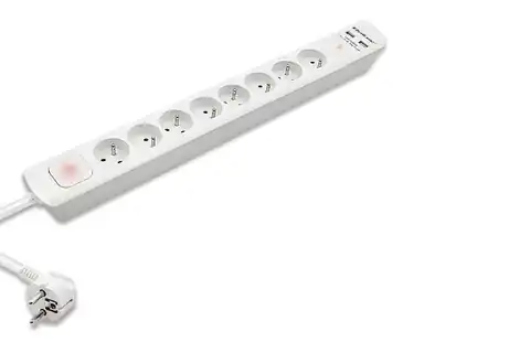 ⁨Qoltec Surge protector | 8 | slots 2 x USB | 1.8m | White (0NC)⁩ at Wasserman.eu