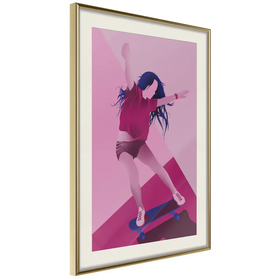 ⁨Poster - Girl on board (size 20x30, finish Gold frame with passe-partout)⁩ at Wasserman.eu