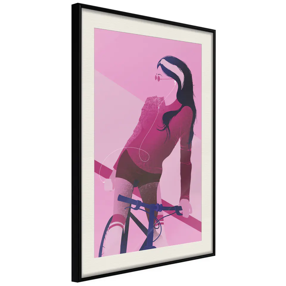 ⁨Plakat - Kobieta na rowerze [Poster] (rozmiar 30x45, wykończenie Rama czarna z passe-partout)⁩ w sklepie Wasserman.eu