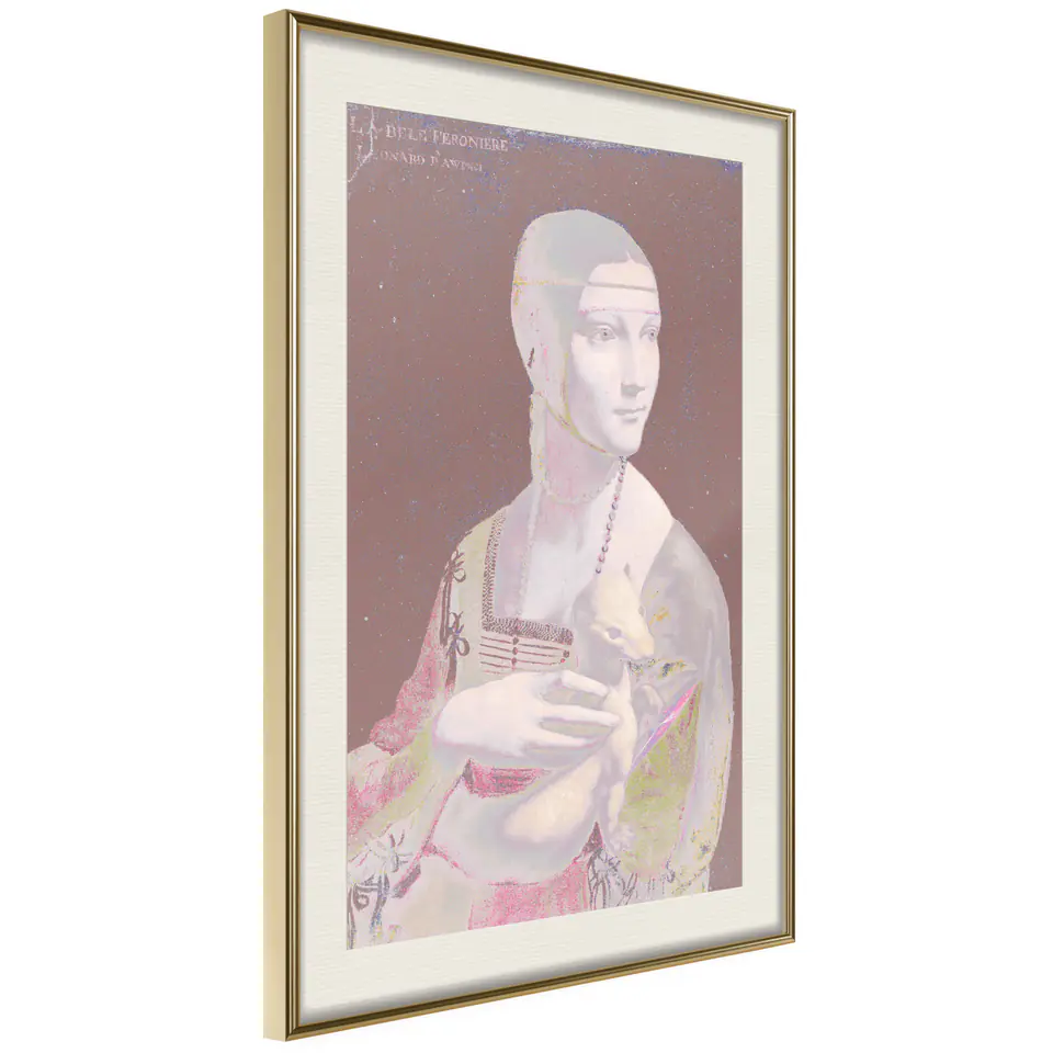 ⁨Plakat - Pastelowa dama [Poster] (rozmiar 30x45, wykończenie Rama złota z passe-partout)⁩ w sklepie Wasserman.eu