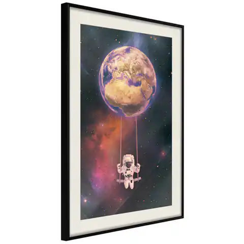 ⁨Plakat - Kosmiczna huśtawka [Poster] (rozmiar 20x30, wykończenie Rama czarna z passe-partout)⁩ w sklepie Wasserman.eu