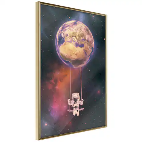 ⁨Plakat - Kosmiczna huśtawka [Poster] (rozmiar 40x60, wykończenie Rama złota)⁩ w sklepie Wasserman.eu