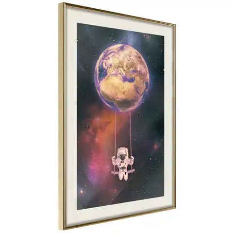⁨Plakat - Kosmiczna huśtawka [Poster] (rozmiar 20x30, wykończenie Rama złota z passe-partout)⁩ w sklepie Wasserman.eu