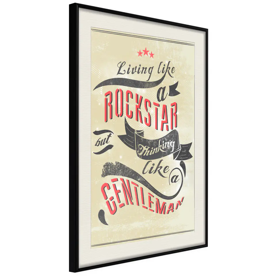 ⁨Poster - Life and thinking (size 20x30, finish Black frame with passe-partout)⁩ at Wasserman.eu