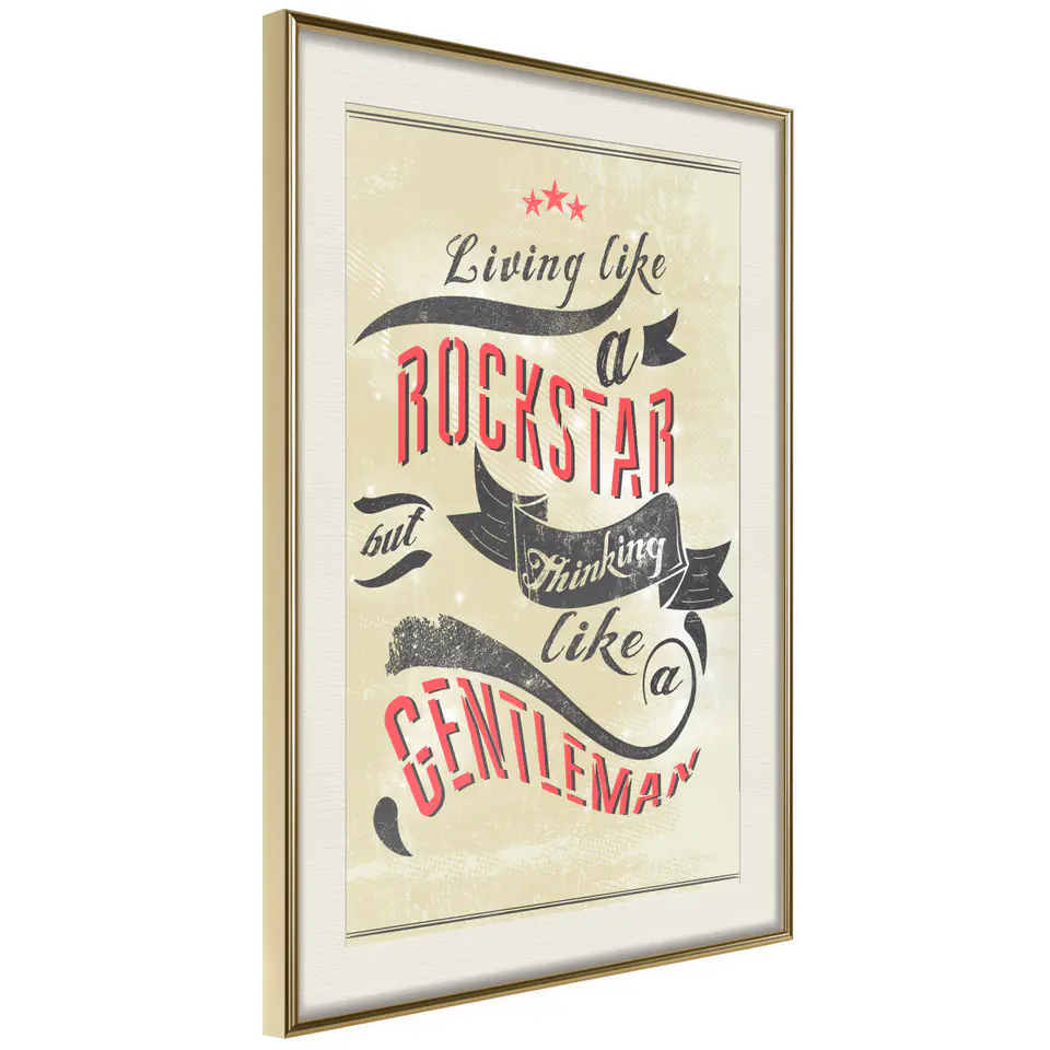 ⁨Poster - Life and Thinking (size 20x30, finish Gold frame with passe-partout)⁩ at Wasserman.eu