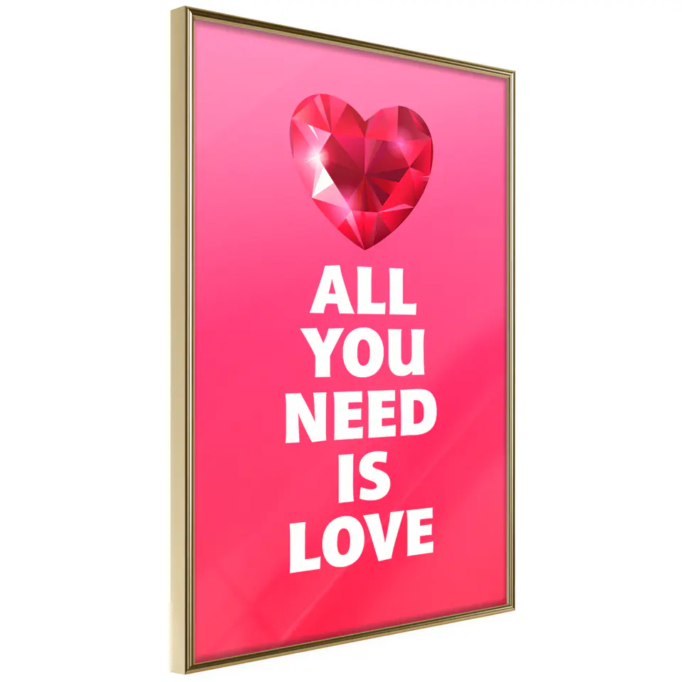 ⁨Poster - Ruby heart (size 20x30, finish Gold frame)⁩ at Wasserman.eu