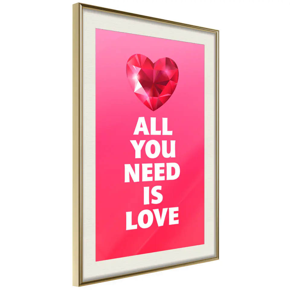 ⁨Poster - Ruby heart (size 30x45, finish Gold frame with passe-partout)⁩ at Wasserman.eu