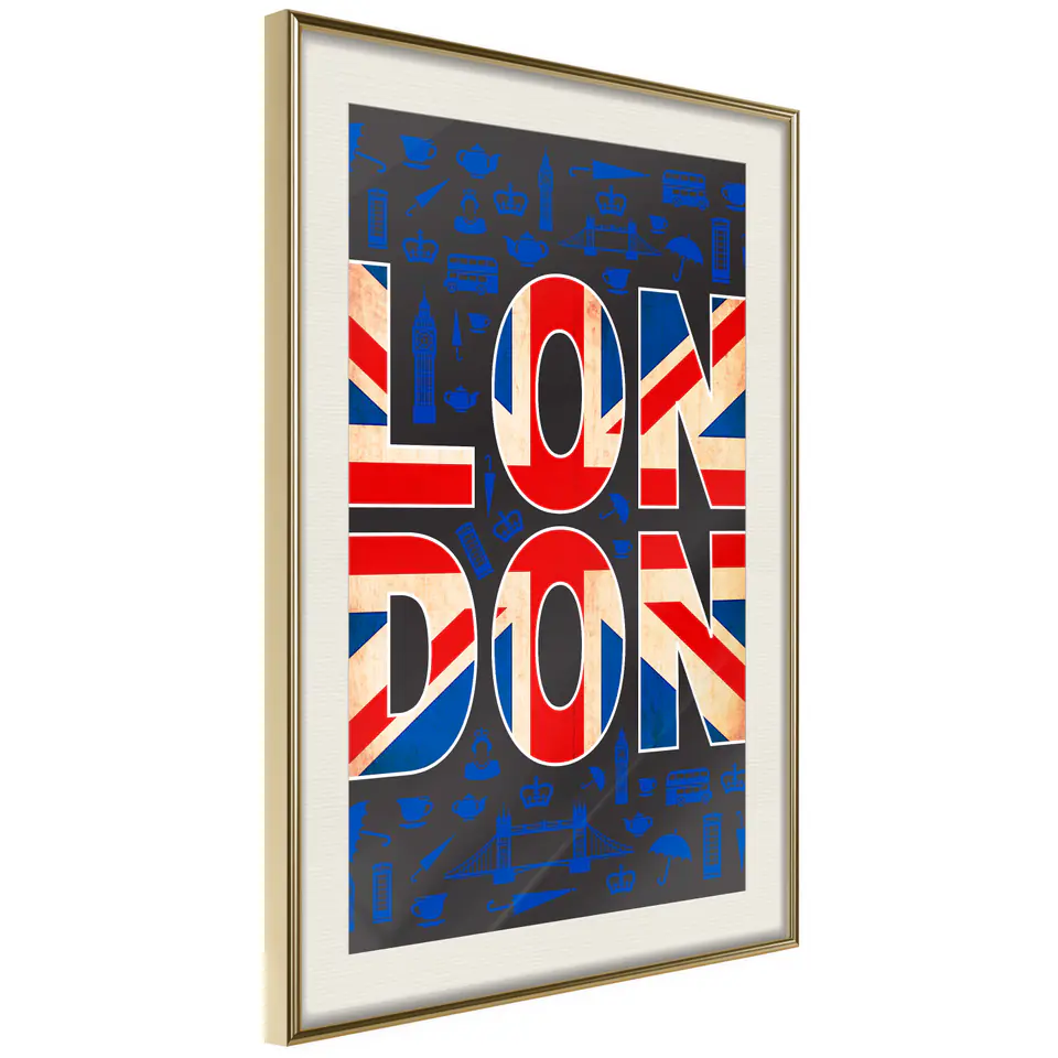 ⁨Poster - London (size 20x30, finish Gold frame with passe-partout)⁩ at Wasserman.eu