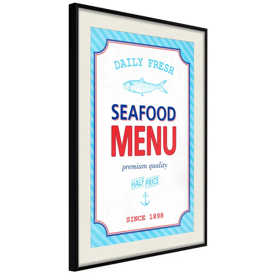 ⁨Plakat - Menu [Poster] (rozmiar 30x45, wykończenie Rama czarna z passe-partout)⁩ w sklepie Wasserman.eu
