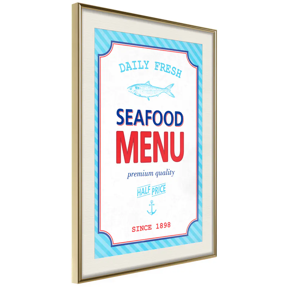 ⁨Poster - Fresh every day (size 20x30, finish Gold frame with passe-partout)⁩ at Wasserman.eu