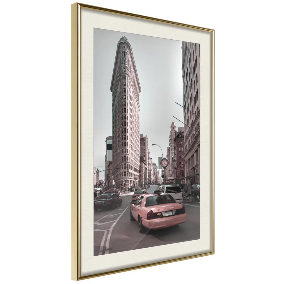 ⁨Poster - Flatiron Building (size 20x30, finish Gold frame with passe-partout)⁩ at Wasserman.eu