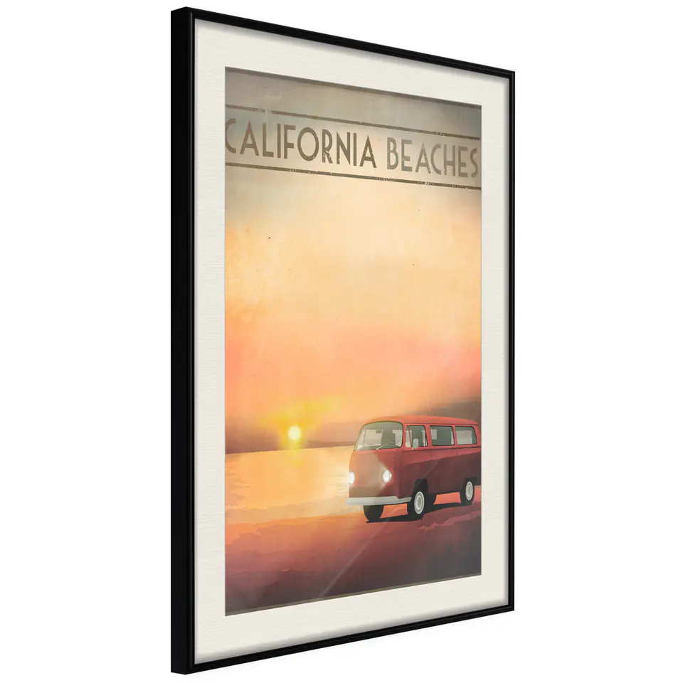 ⁨Plakat - California Beaches [Poster] (rozmiar 20x30, wykończenie Rama czarna z passe-partout)⁩ w sklepie Wasserman.eu