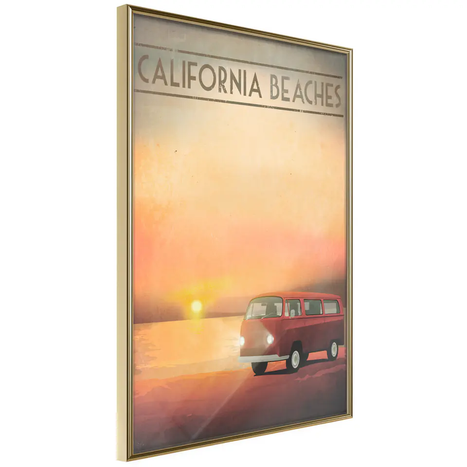 ⁨Plakat - California Beaches [Poster] (rozmiar 20x30, wykończenie Rama złota)⁩ w sklepie Wasserman.eu