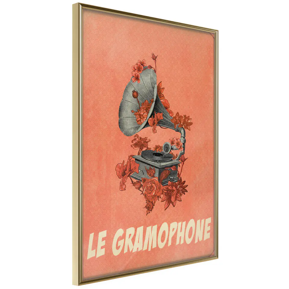 ⁨Plakat - Gramofon [Poster] (rozmiar 30x45, wykończenie Rama złota)⁩ w sklepie Wasserman.eu