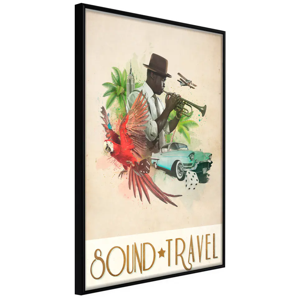 ⁨Plakat - Sound Travel [Poster] (rozmiar 20x30, wykończenie Rama czarna)⁩ w sklepie Wasserman.eu