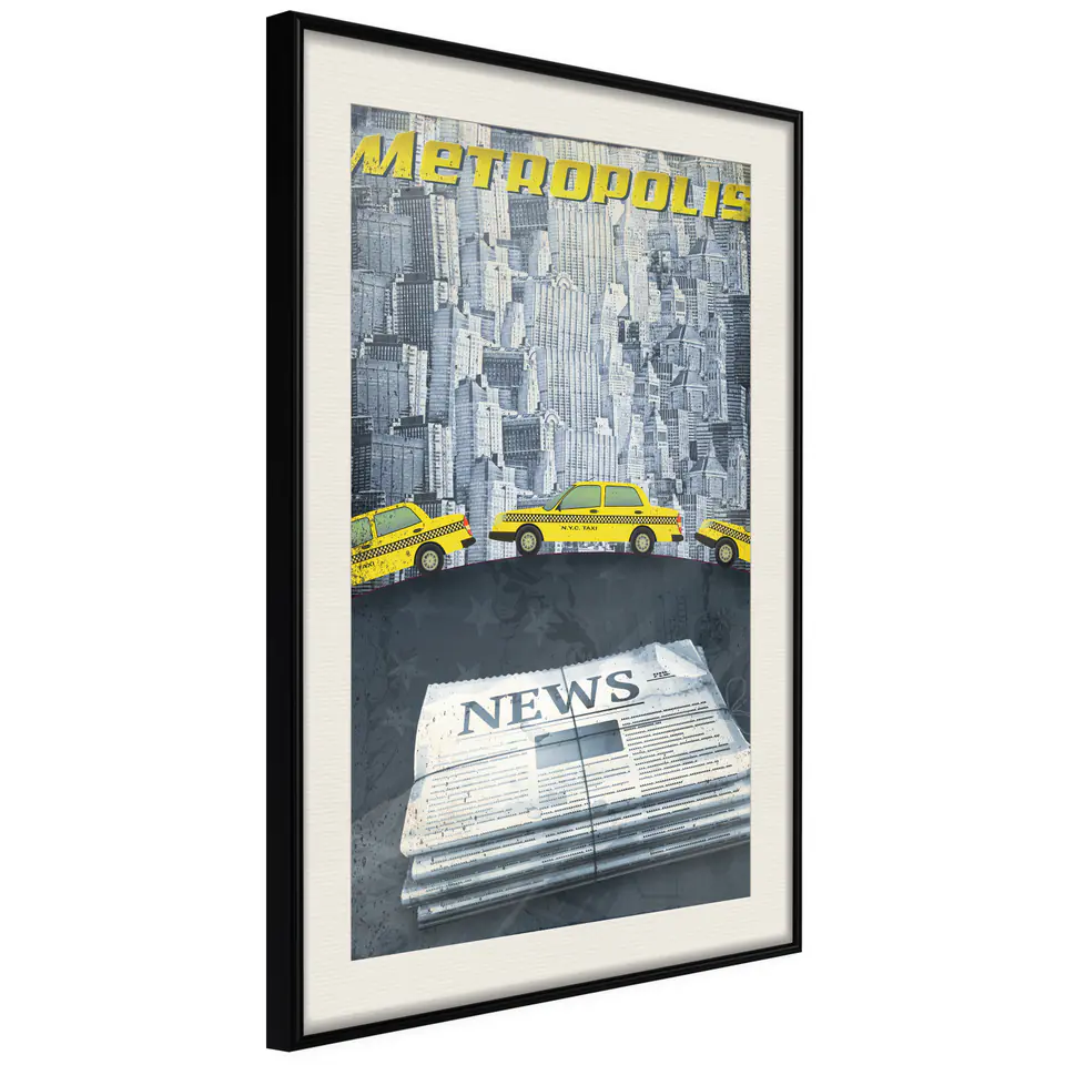 ⁨Poster - Metropolis News (size 20x30, finish Black frame with passe-partout)⁩ at Wasserman.eu