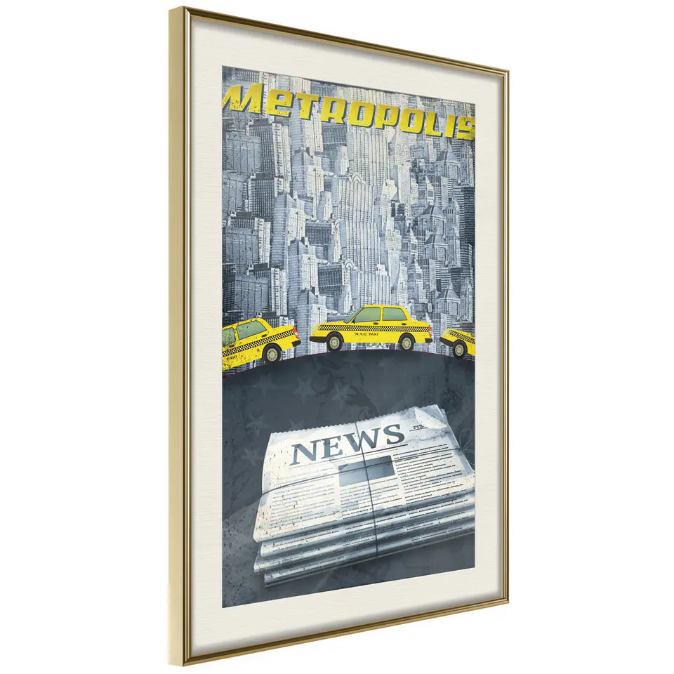 ⁨Plakat - Metropolis [Poster] (rozmiar 20x30, wykończenie Rama złota z passe-partout)⁩ w sklepie Wasserman.eu