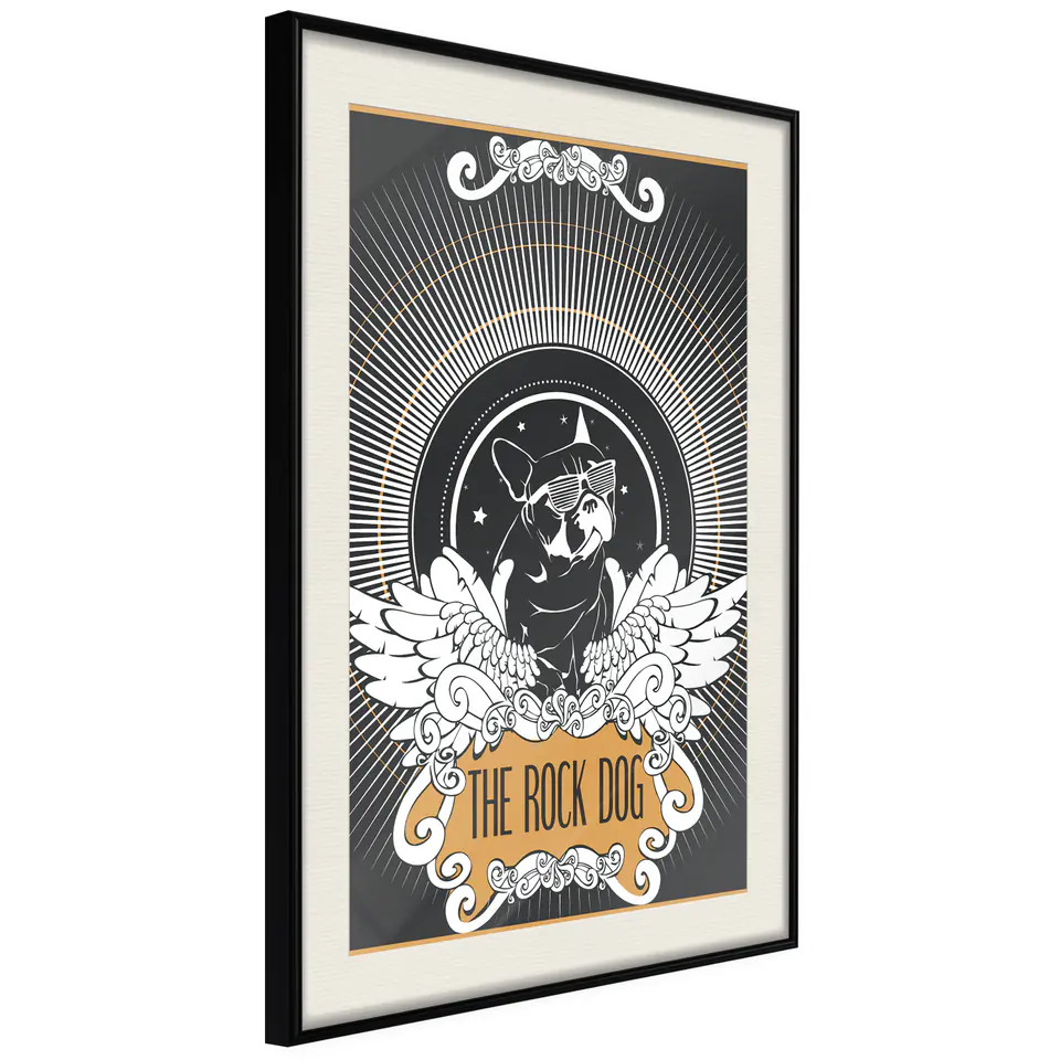 ⁨Poster - Laid back bulldog (size 20x30, finish Black frame with passe-partout)⁩ at Wasserman.eu