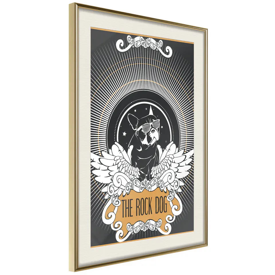 ⁨Poster - Cool bulldog (size 20x30, finish Gold frame with passe-partout)⁩ at Wasserman.eu