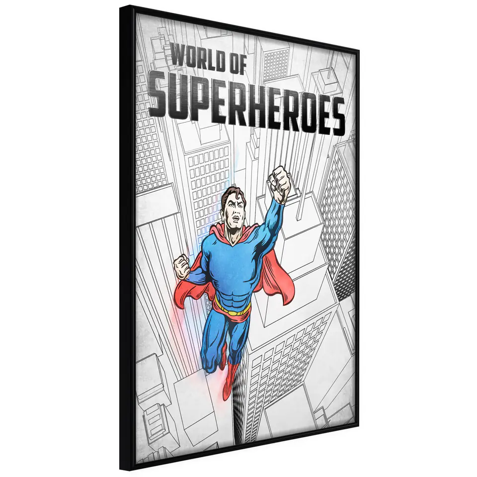 ⁨Plakat - World of Superheroes [Poster] (rozmiar 40x60, wykończenie Rama czarna)⁩ w sklepie Wasserman.eu