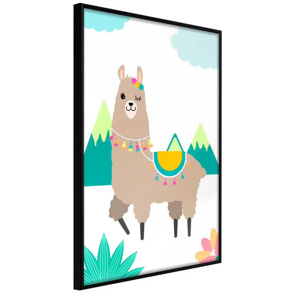 ⁨Poster - Frisky llama (size 20x30, finish Frame black)⁩ at Wasserman.eu