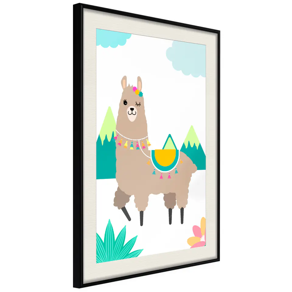 ⁨Plakat - Niezwykła lama [Poster] (rozmiar 40x60, wykończenie Rama czarna z passe-partout)⁩ w sklepie Wasserman.eu