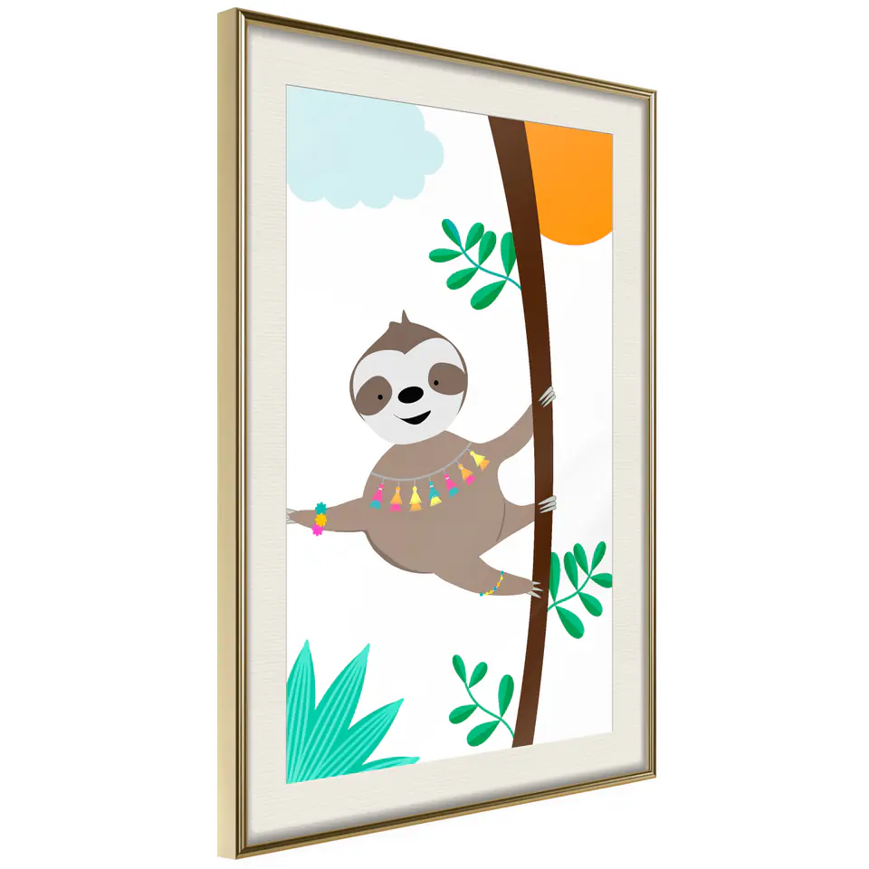 ⁨Poster - Lazy Life (size 30x45, finish Gold frame with passe-partout)⁩ at Wasserman.eu