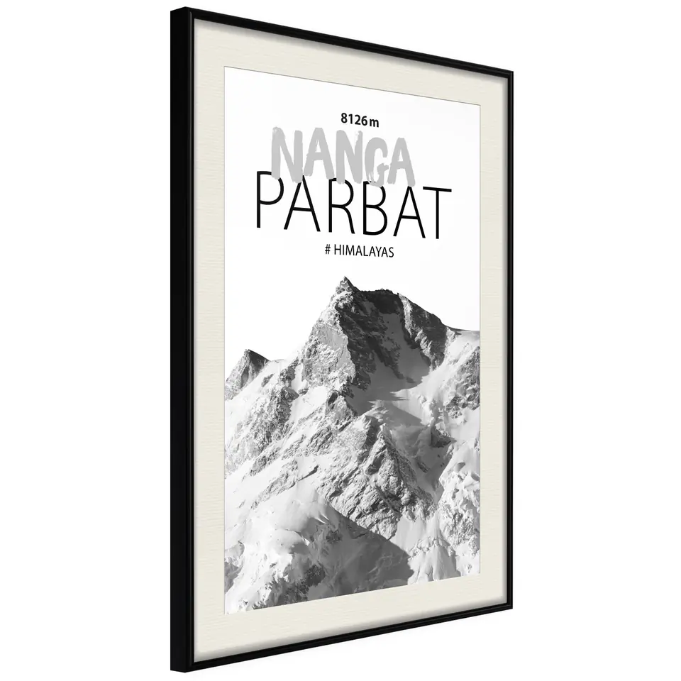 ⁨Poster - Peaks of the world: Nanga Parbat (size 30x45, finish Black frame with passe-partout)⁩ at Wasserman.eu