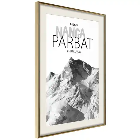 ⁨Poster - Peaks of the world: Nanga Parbat (size 40x60, finish Gold frame with passe-partout)⁩ at Wasserman.eu