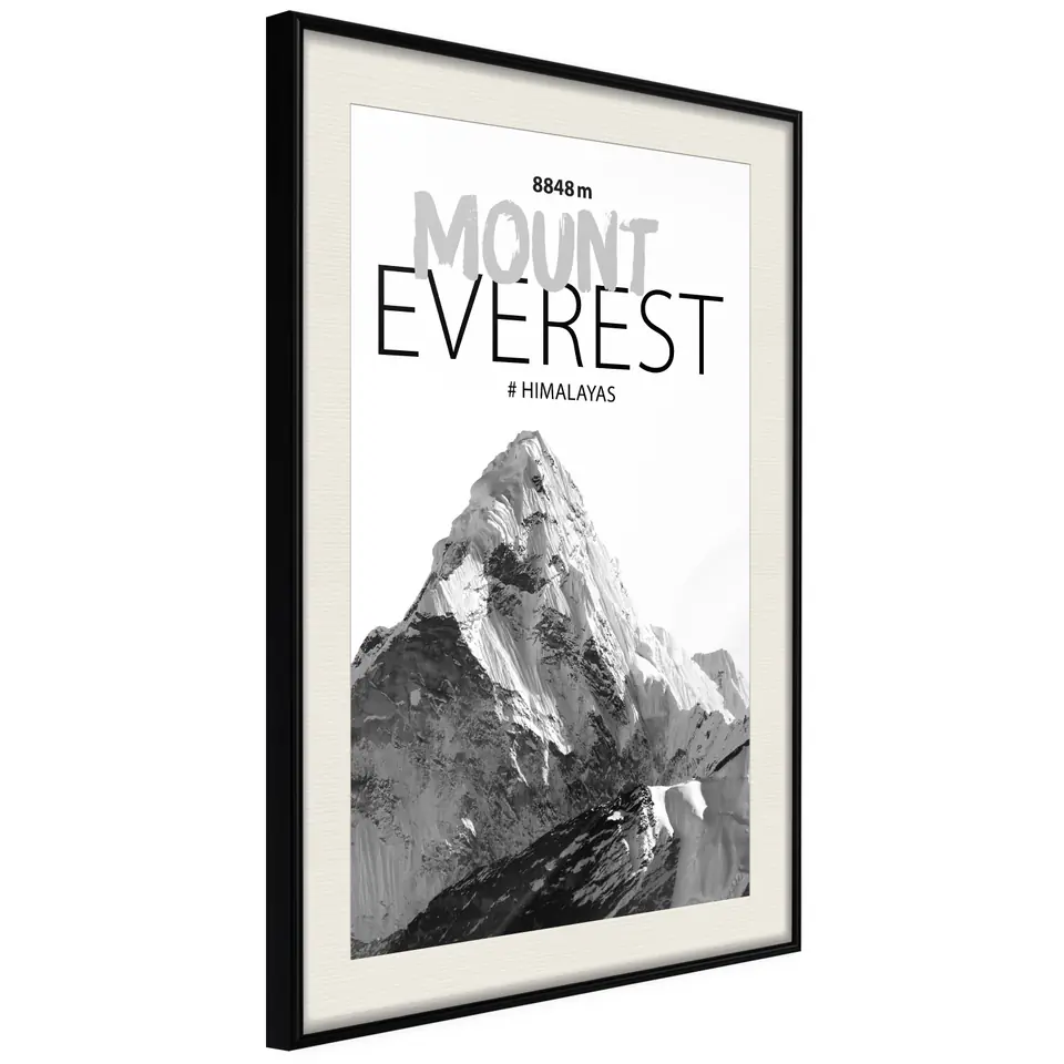 ⁨Poster - Peaks of the world: Mount Everest (size 20x30, finish Black frame with passe-partout)⁩ at Wasserman.eu