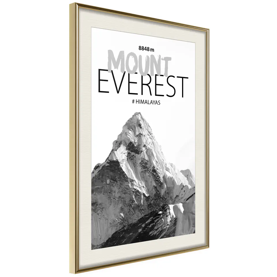 ⁨Plakat - Mount Everest [Poster] (rozmiar 30x45, wykończenie Rama złota z passe-partout)⁩ w sklepie Wasserman.eu