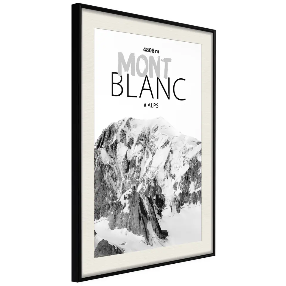 ⁨Poster - Peaks of the world: Mont Blanc (size 40x60, finish Black frame with passe-partout)⁩ at Wasserman.eu