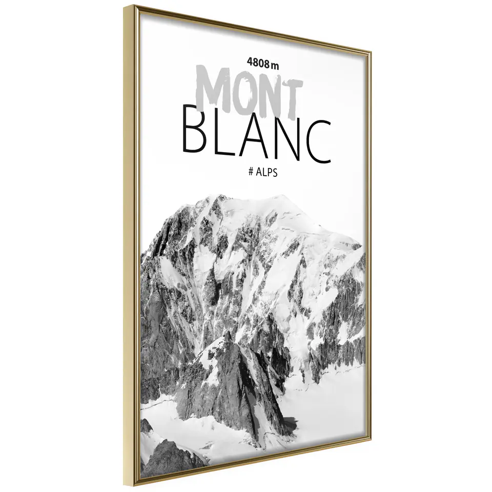 ⁨Poster - Peaks of the world: Mont Blanc (size 20x30, finish Gold frame)⁩ at Wasserman.eu