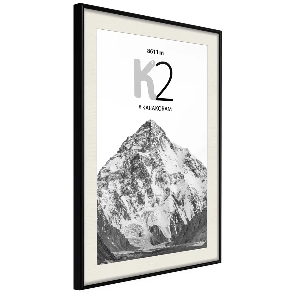 ⁨Plakat - K2 [Poster] (rozmiar 20x30, wykończenie Rama czarna z passe-partout)⁩ w sklepie Wasserman.eu