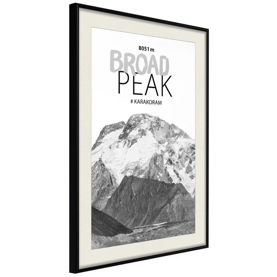 ⁨Poster - Peaks of the world: Broad Peak (size 30x45, finish Black frame with passe-partout)⁩ at Wasserman.eu