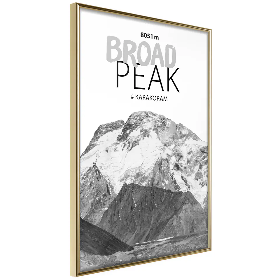 ⁨Poster - Peaks of the World: Broad Peak (size 20x30, finish Gold frame)⁩ at Wasserman.eu