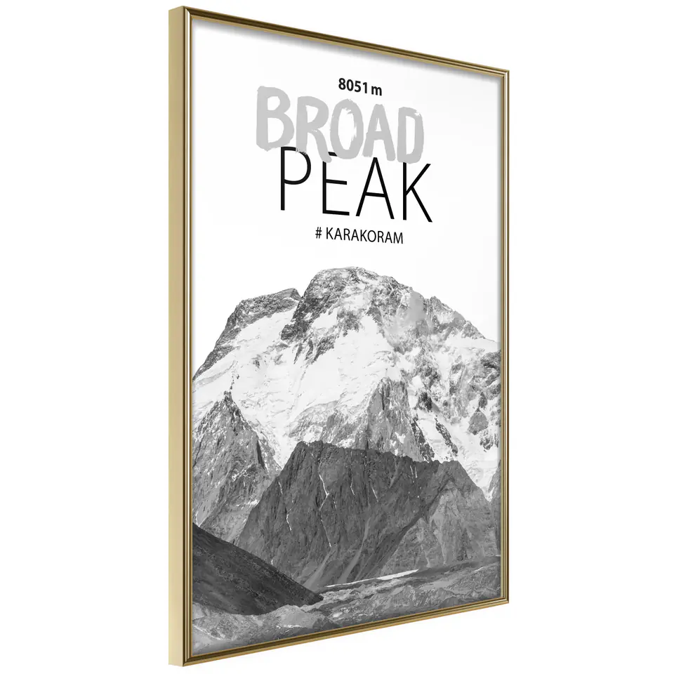 ⁨Poster - Peaks of the World: Broad Peak (size 30x45, finish Gold frame)⁩ at Wasserman.eu