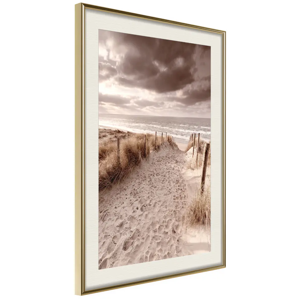⁨Poster - Sandy road (size 20x30, finish Gold frame with passe-partout)⁩ at Wasserman.eu