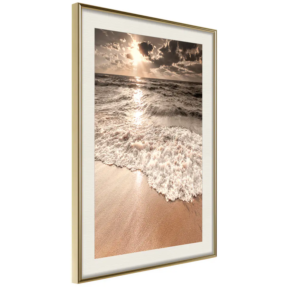 ⁨Poster - Beach of memories (size 20x30, finish Gold frame with passe-partout)⁩ at Wasserman.eu