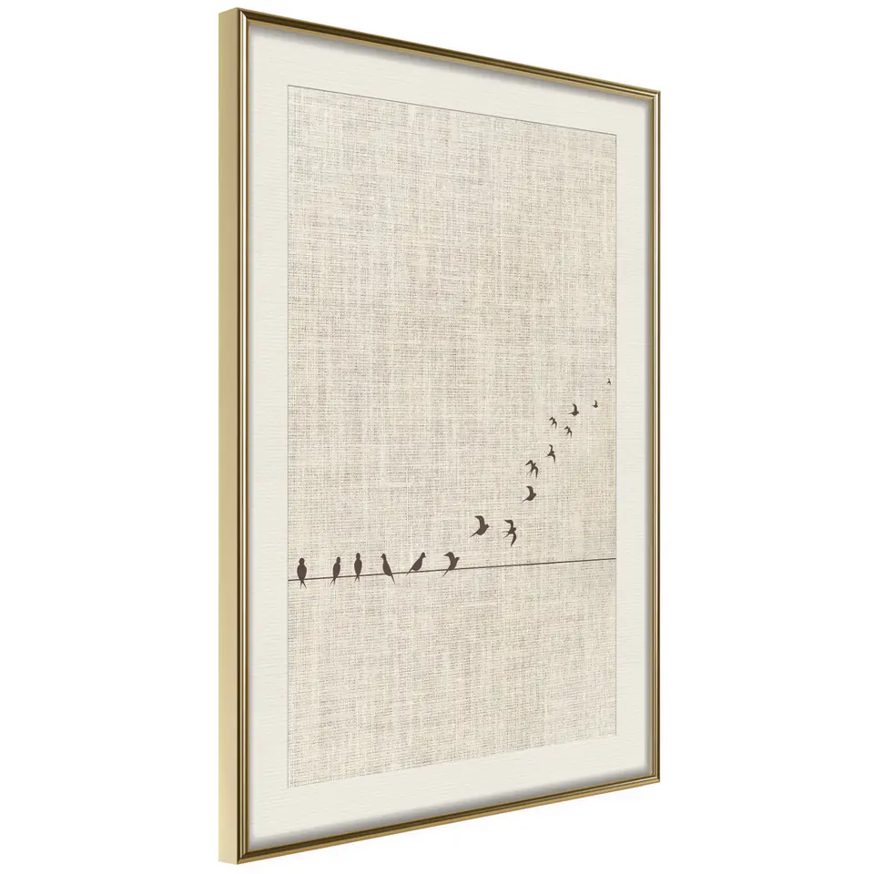 ⁨Poster - Learning to fly (size 20x30, finish Gold frame with passe-partout)⁩ at Wasserman.eu