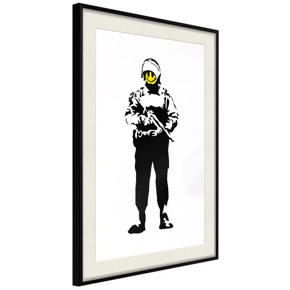 ⁨Poster - Banksy: Smiling Copper (size 20x30, finish Black frame with passe-partout)⁩ at Wasserman.eu