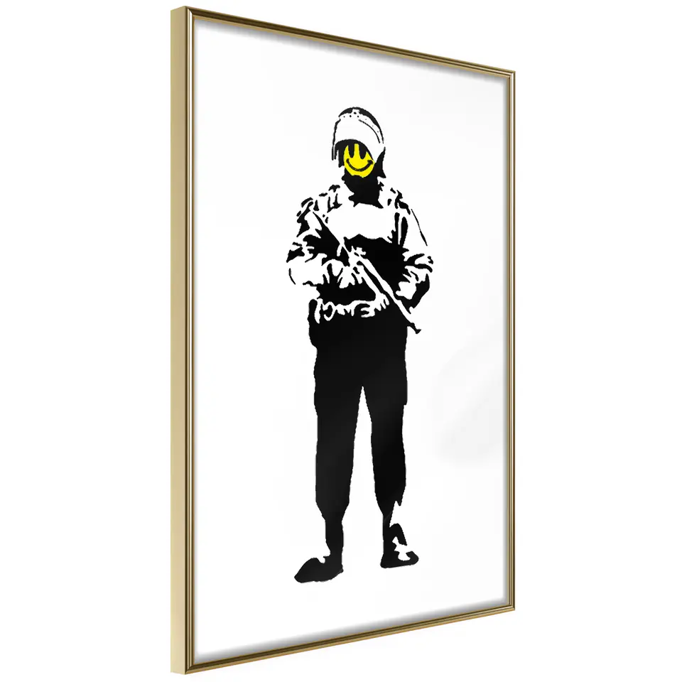 ⁨Plakat - Uśmiechnięty policjant [Poster] (rozmiar 30x45, wykończenie Rama złota)⁩ w sklepie Wasserman.eu