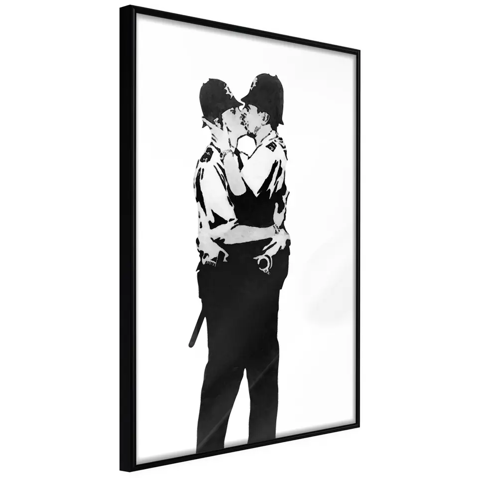 ⁨Poster - Banksy: Kissing Coppers I (size 20x30, finish Frame black)⁩ at Wasserman.eu