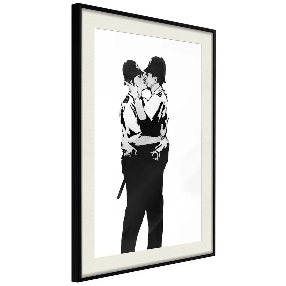 ⁨Plakat - Kissing Coppers [Poster] (rozmiar 30x45, wykończenie Rama czarna z passe-partout)⁩ w sklepie Wasserman.eu