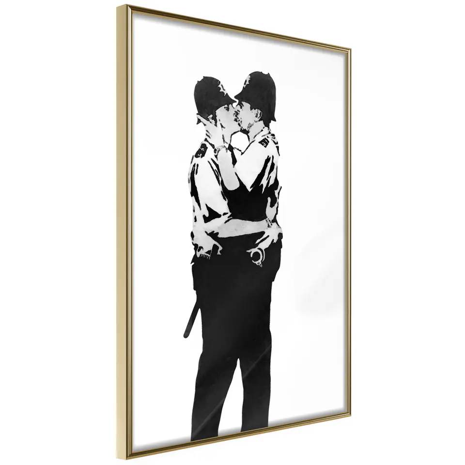⁨Plakat - Kissing Coppers [Poster] (rozmiar 40x60, wykończenie Rama złota)⁩ w sklepie Wasserman.eu