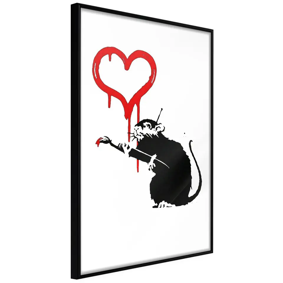 ⁨Poster - Banksy: Love Rat (size 20x30, finish Frame black)⁩ at Wasserman.eu