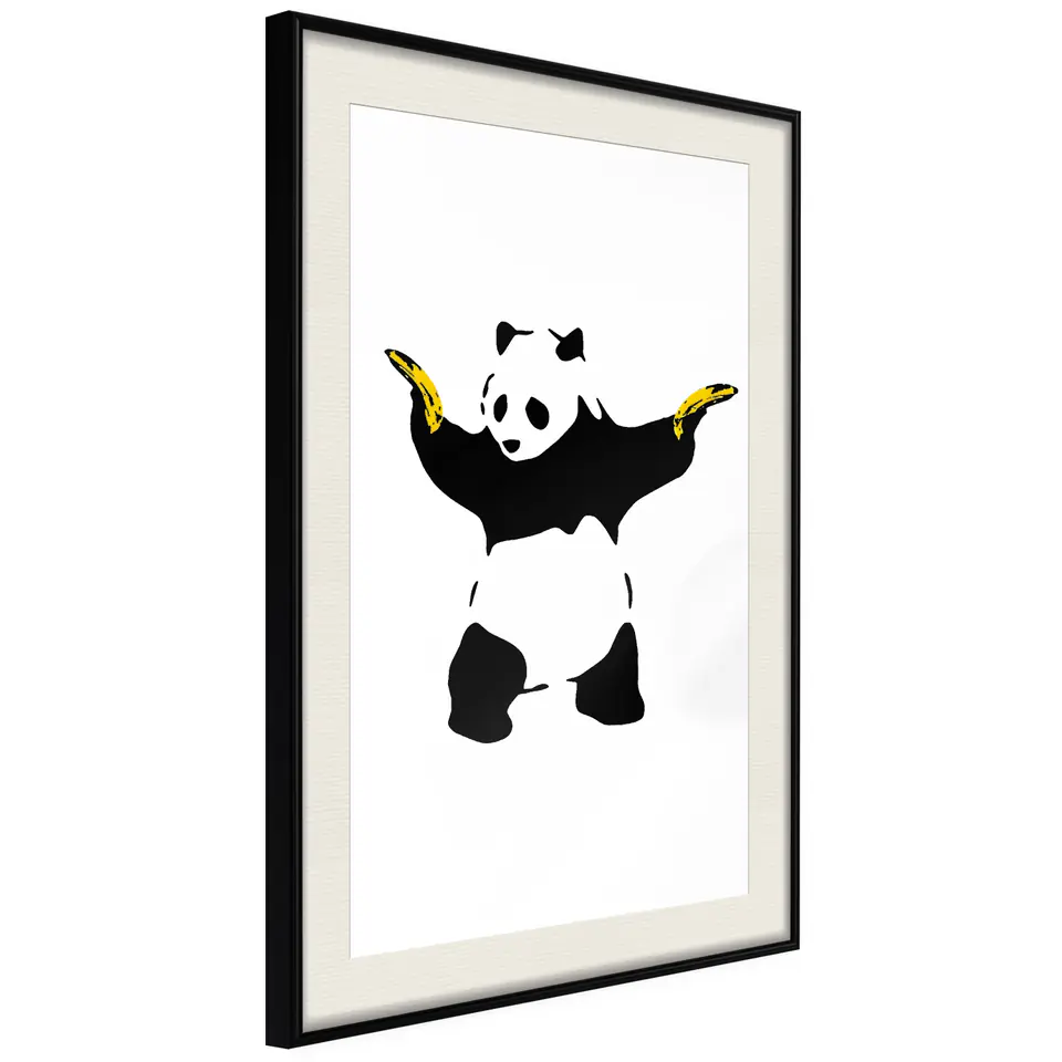 ⁨Poster - Banksy: Panda With Guns (size 20x30, finish Black frame with passe-partout)⁩ at Wasserman.eu