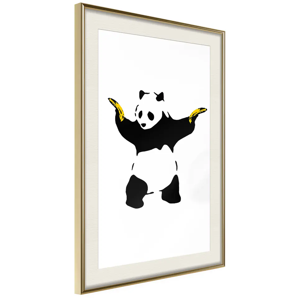 ⁨Poster - Banksy: Panda With Guns (size 20x30, finish Gold frame with passe-partout)⁩ at Wasserman.eu