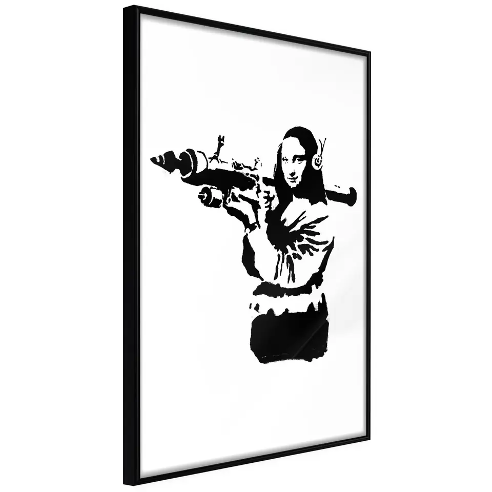 ⁨Poster - Banksy: Mona Lisa with Bazooka II (size 20x30, finish Frame black)⁩ at Wasserman.eu