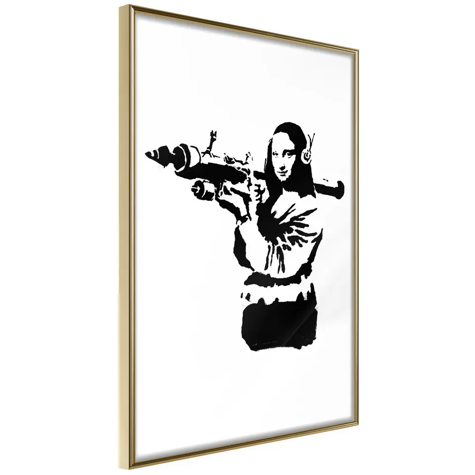 ⁨Poster - Banksy: Mona Lisa with Bazooka II (size 20x30, finish Frame gold)⁩ at Wasserman.eu